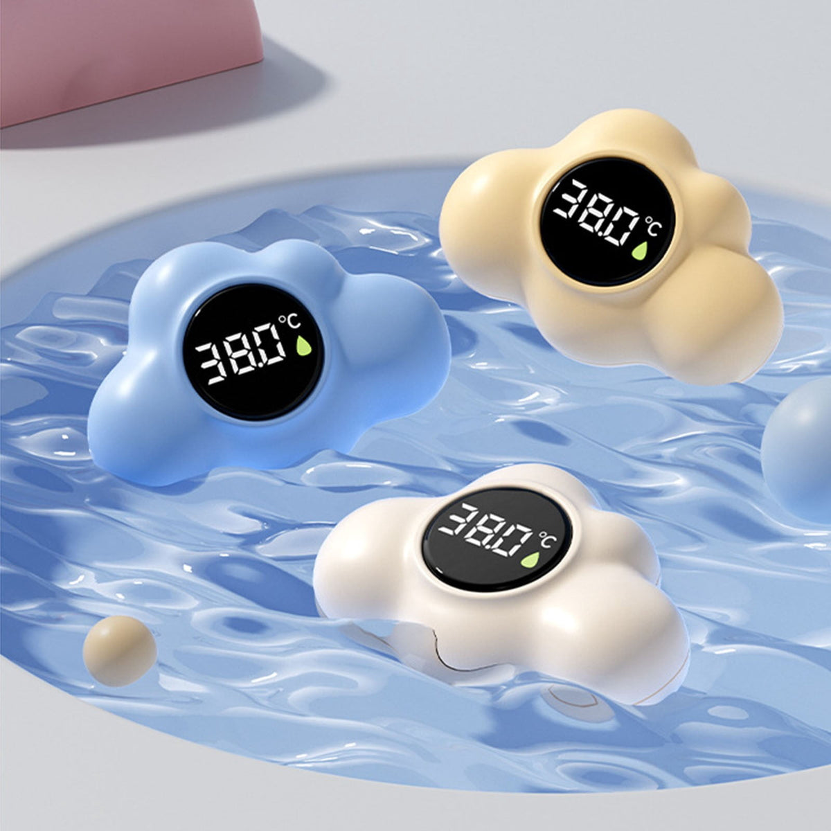 Floating Cloud Bath Thermometer with Digital Display and Color Indicator for Baby Bath Water, Yellow - Image 6
