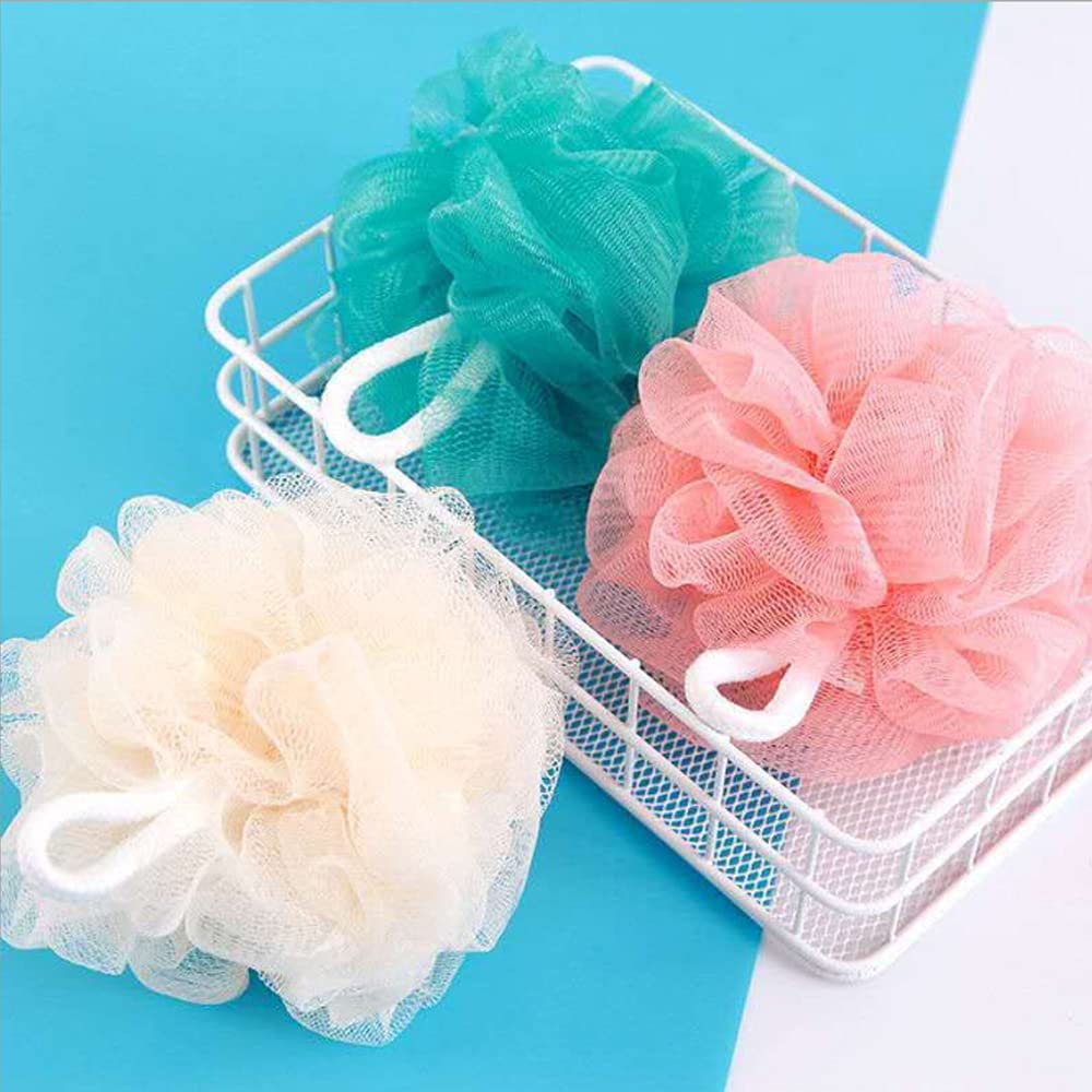 Small Mesh Bath Sponges for Kids, 10-Pack Colorful Shower Poufs with Cotton Hanging Rope - Image 5