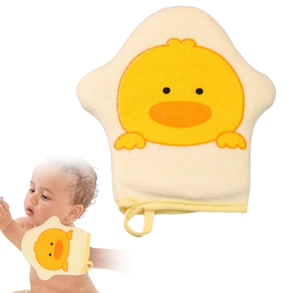 Kids Bath Mitt with Printed Pattern and Foam Scrubber Balls, Soft Washcloth Glove for Toddlers - Image 2