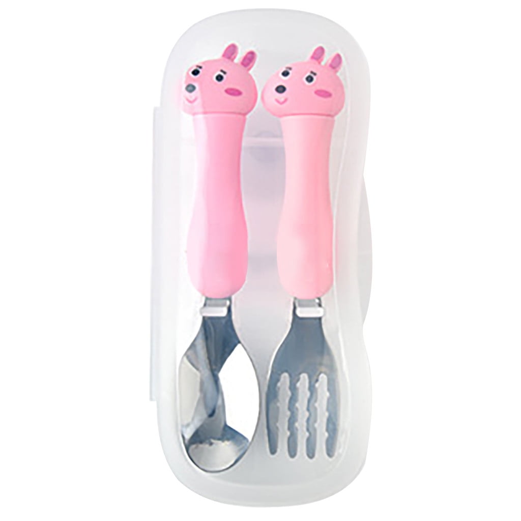 Stainless Steel Kids Spoon and Fork Set with Travel Case, Child-Size Flatware for Ages 3 and Up