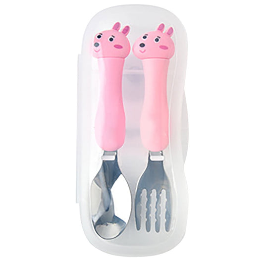 Stainless Steel Kids Spoon and Fork Set with Travel Case, Child-Size Flatware for Ages 3 and Up