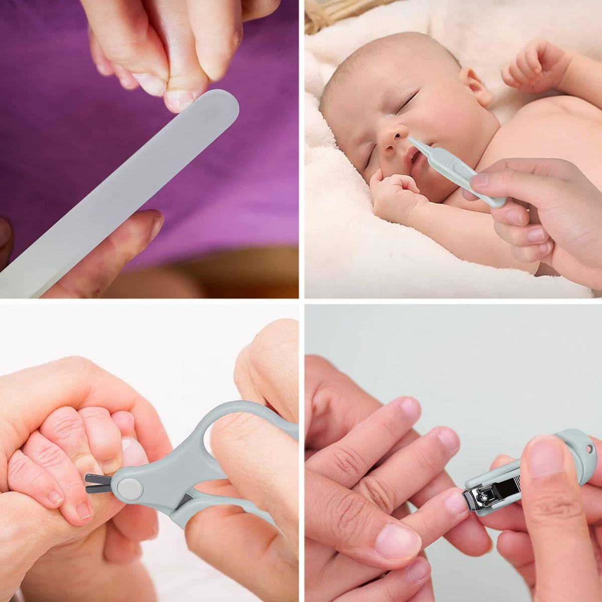 Baby Nail Care Kit, 4 Pieces with Clipper, Scissors, File and Round-Tip Tweezers in a Green Owl Case - Image 3