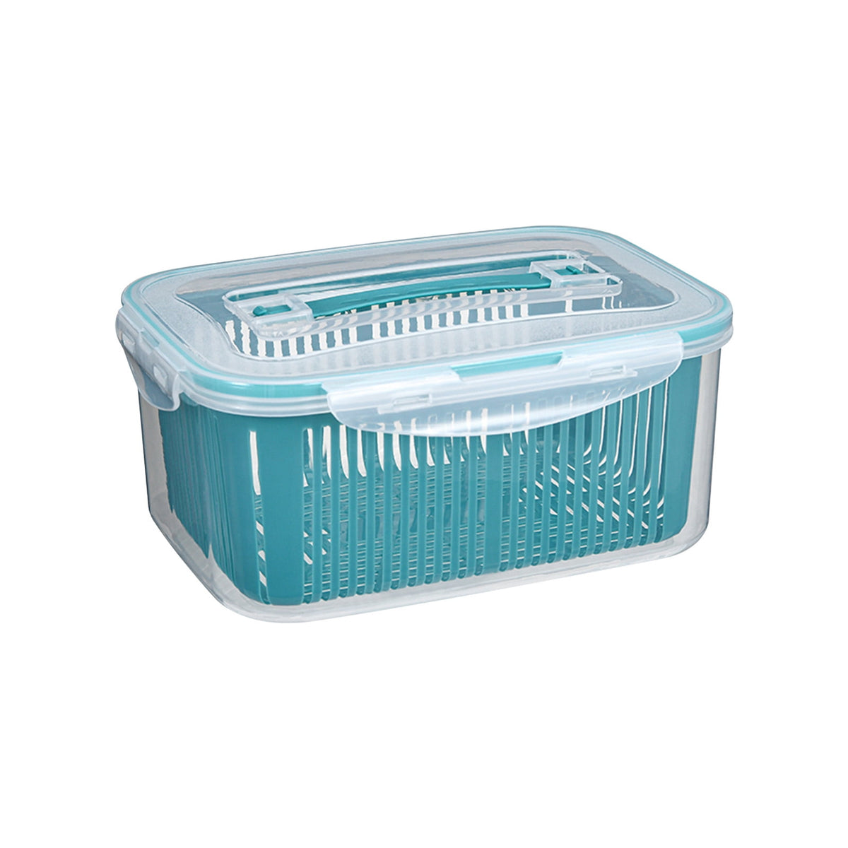 Vented Produce Keeper with Draining Basket, 45.8 oz Fridge Container for Berries, Salad and Vegetables - Image 2