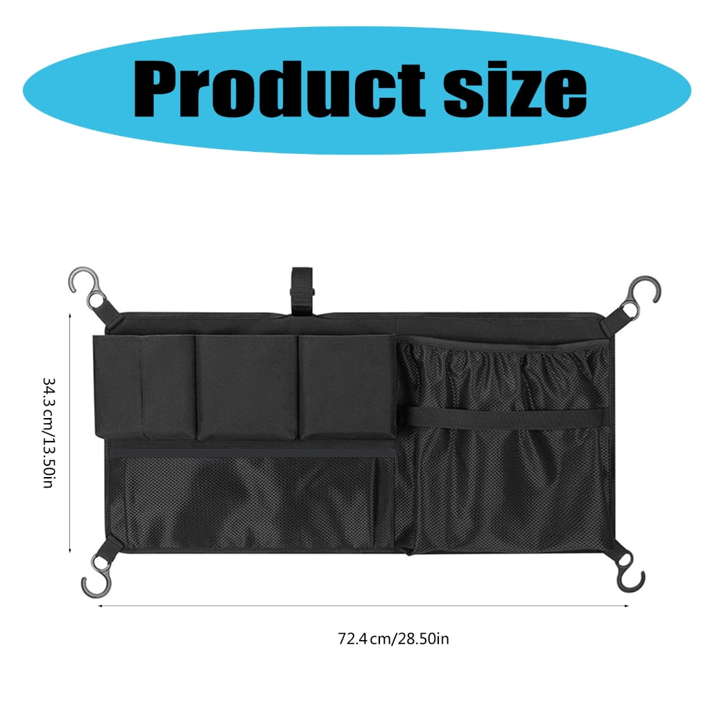 Wagon Cargo Net Organizer with Mesh Pockets, Foldable 600D Storage Net for Family Outings, Black - Image 4