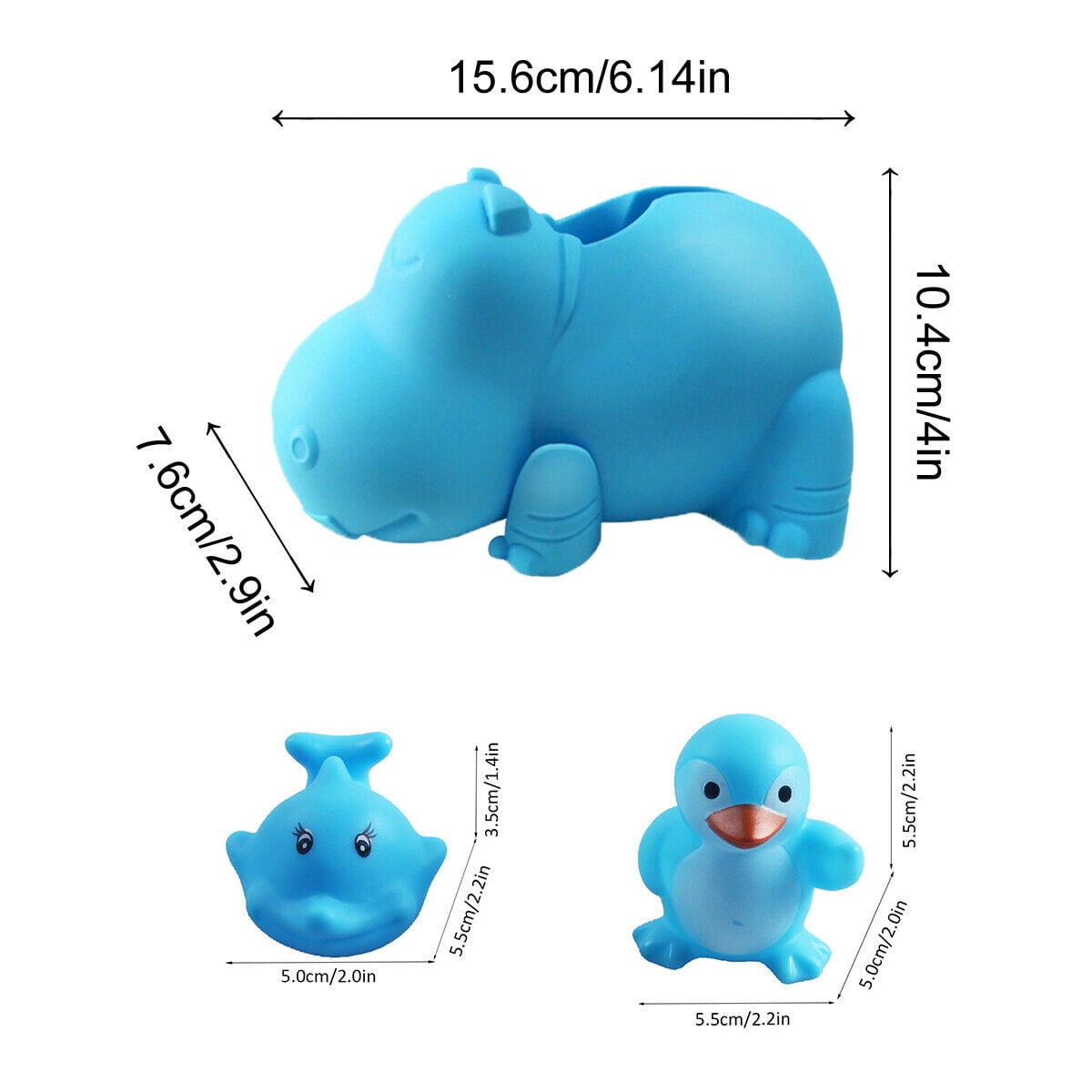 Blue Hippo Bath Spout Cover, Soft Silicone Faucet Guard with Adjustable Strap, Plus 2 Small Bath Toys - Image 5