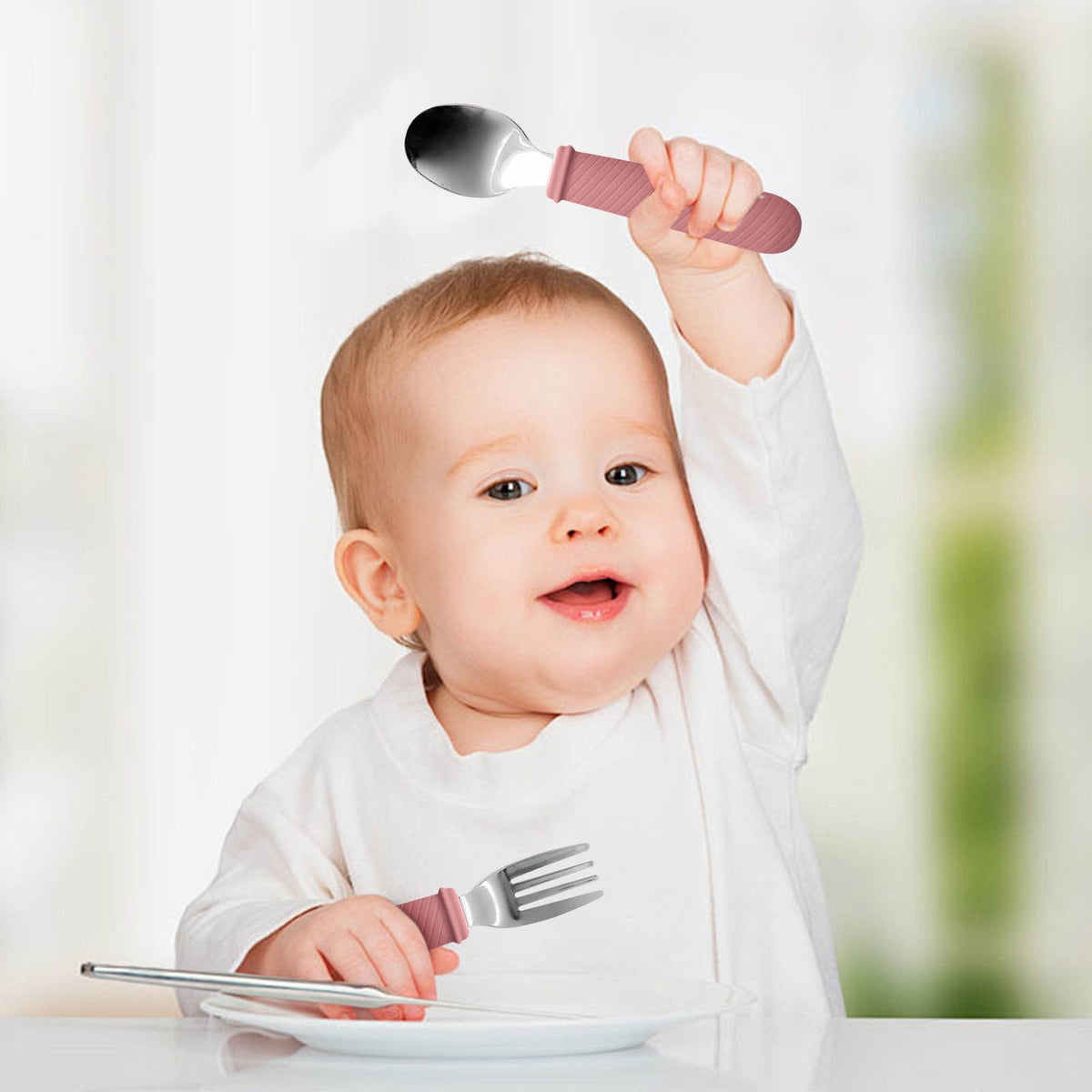 Toddler Fork and Spoon Set with Soft Silicone Grips, 2 Pieces for Self-Feeding from 12 Months - Image 6