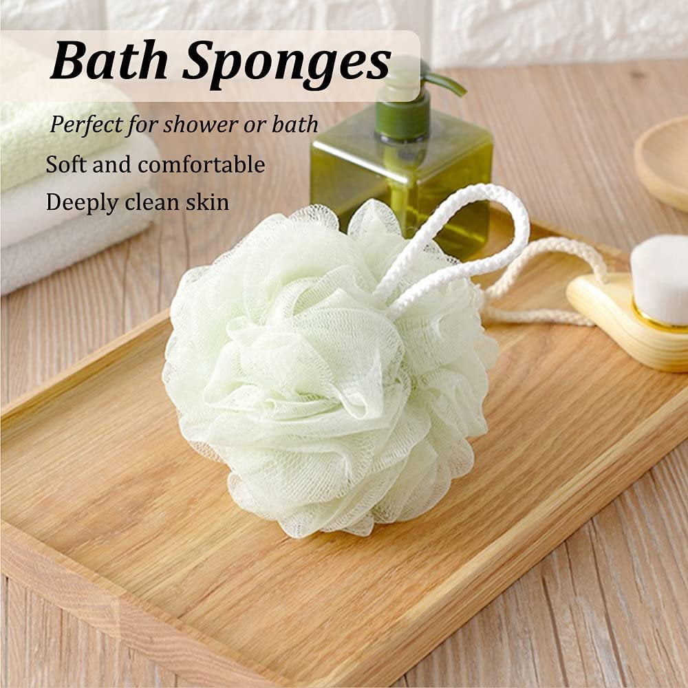 Small Mesh Bath Sponges for Kids, 10-Pack Colorful Shower Poufs with Cotton Hanging Rope - Image 6