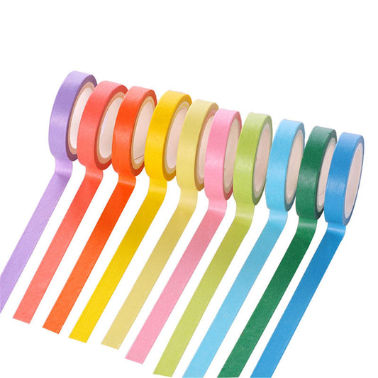 Colored Washi Tape Set, 10 Rolls of 0.39 Inch Solid Color Decorative Tape for Labels and Journaling