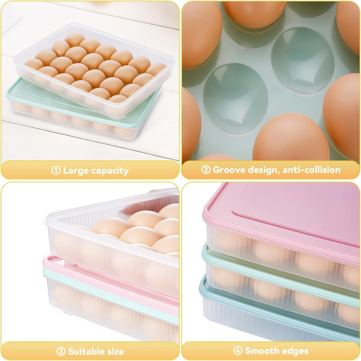 Foldable Egg Carrier with Lid for 24 Eggs, Portable Deviled Egg Holder for Fridge and Parties - Image 2